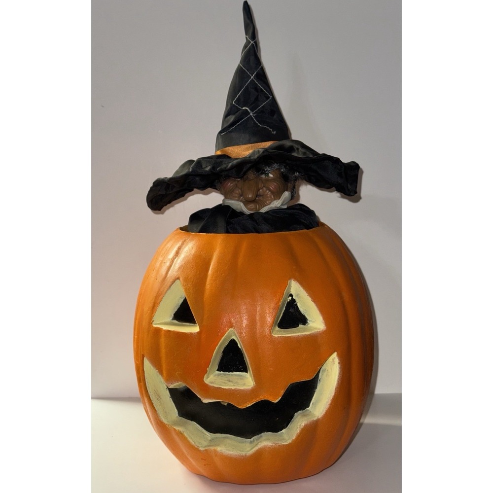 Vintage Working Gemmy Halloween Animated Pumpkin With Witch Sounds w/BOX 1995
